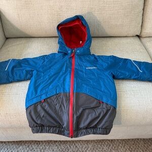 Patagonia Kids Blue and Gray Puffer with Red Accents